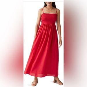 & Other Stories Smocked strappy Maxi Dress in red.